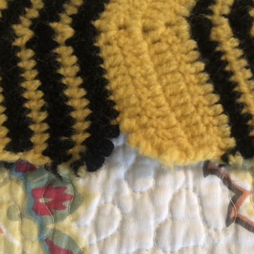 Vintage Hand Crocheted 53 x 54 Afghan Black & Gold Chevron Pattern AS IS - Picture 7 of 11