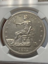 1874 CC Trade Dollar NGC UNC DETAILS CLEANED