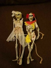 Halloween Skeleton Wedding Couple Decorations Props 16" dressed Hanging Figures 