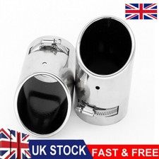 2X Car Steel Chrome Exhaust Universal Rear Tail Muffler Tip Pipe End Trim Dual