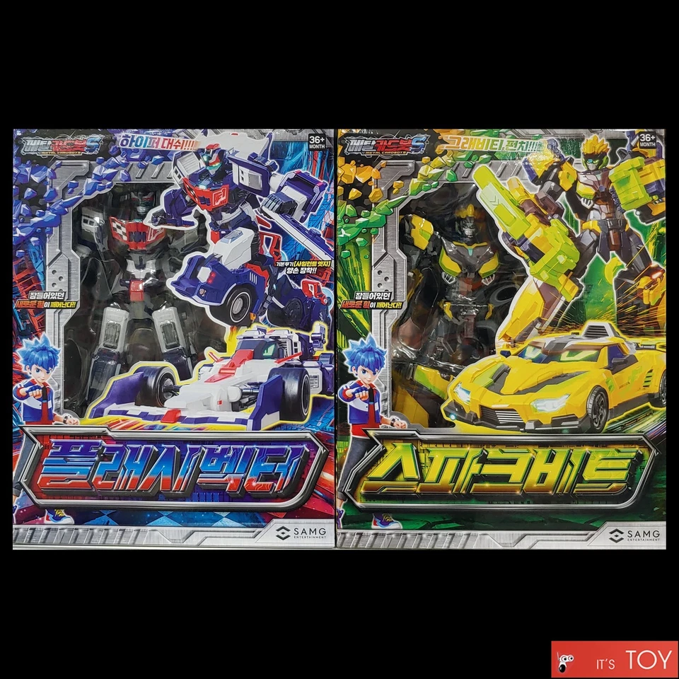 Metal Cardbot S BLASTRAIN FLAMENOVA FLASHVECTOR SPARKBIT 4-Robots Cars set 2025 - Image 3 of 4