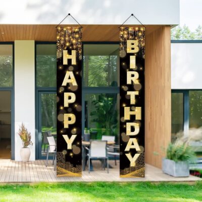 Happy Birthday Türbanner 50x30 Cm – Vormontiert, Bunt, Aus Oxford-Stoff Für Drinnen & Draußen