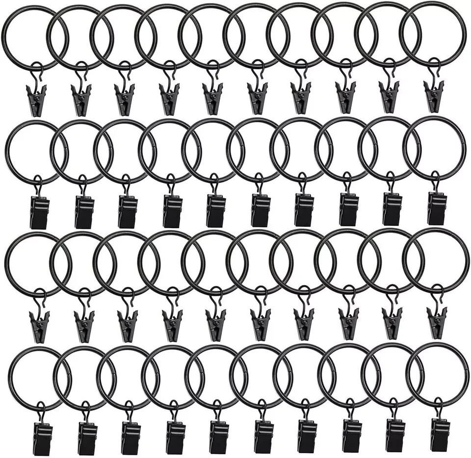 40 Pack Curtain Clips with Rings Metal Rustproof Curtain Rings Window Vintage
