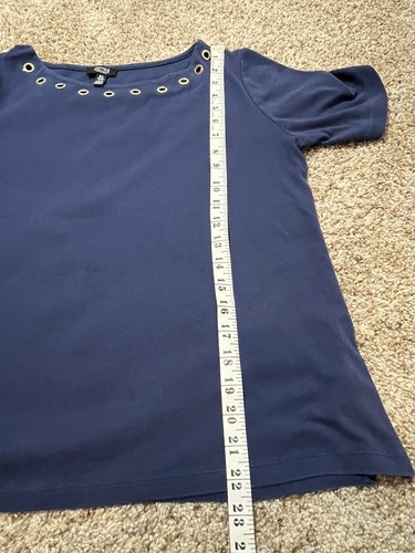 Jones New York Signature Blue Top with Rings Scoop Neck Top sz M - Picture 6 of 9