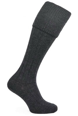 Scottish Men's Deluxe Wool Blend Charcoal Grey Kilt Hose Socks 