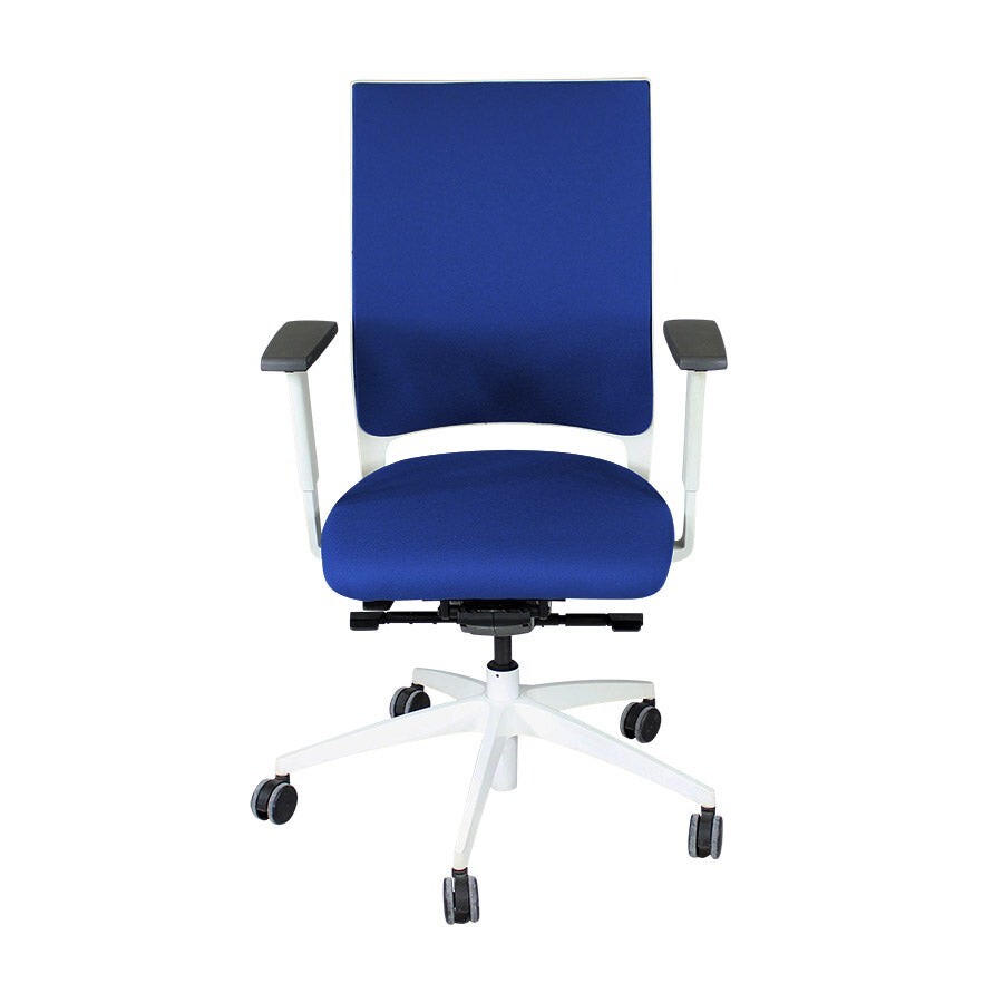 Sedus: Quarterback Office Chair with White Frame in Blue Fabric