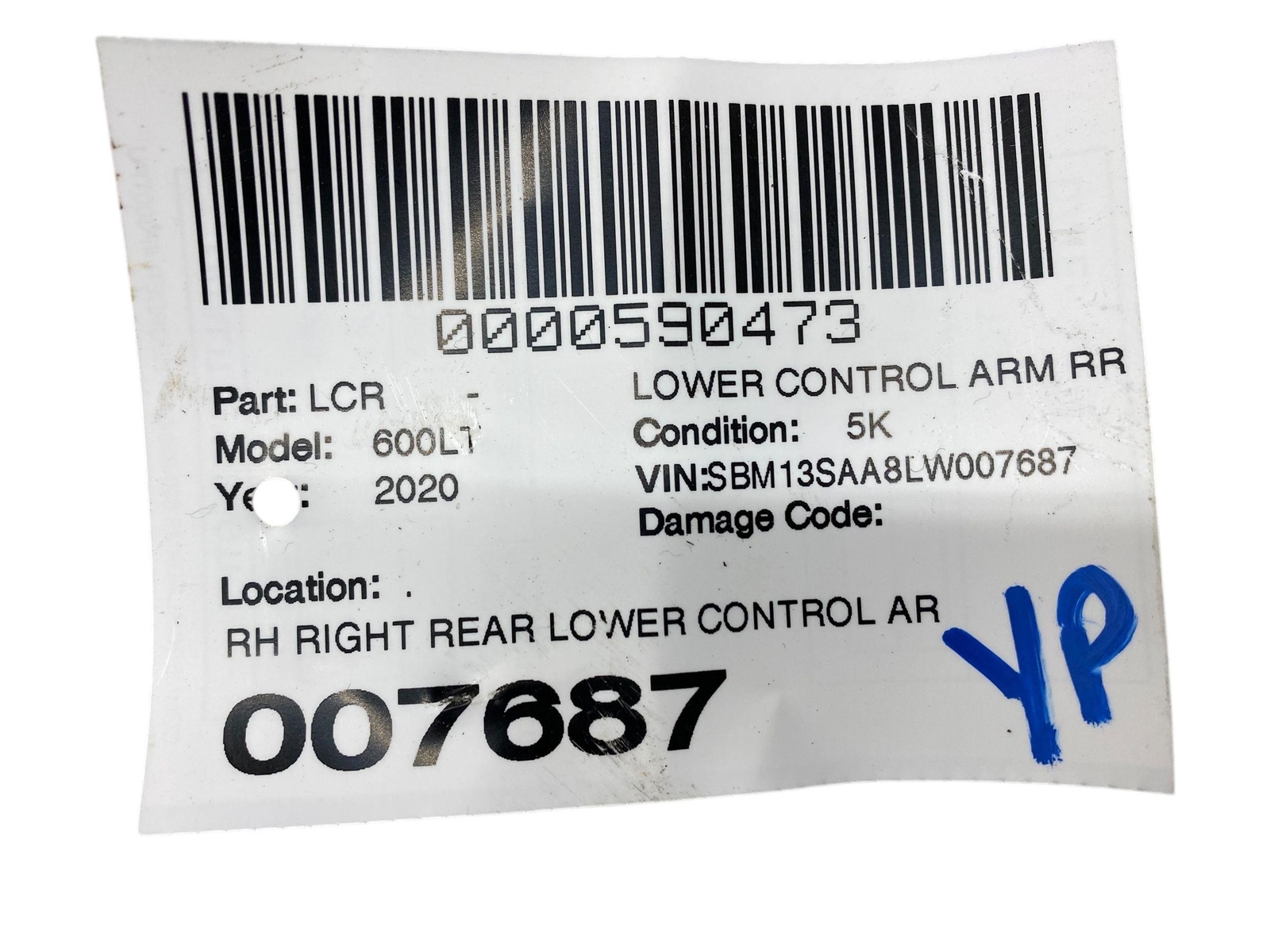 2019-2021 MCLAREN 600LT RH RIGHT REAR LOWER CONTROL ARM *5K* 11B1795CP 11B1797CP