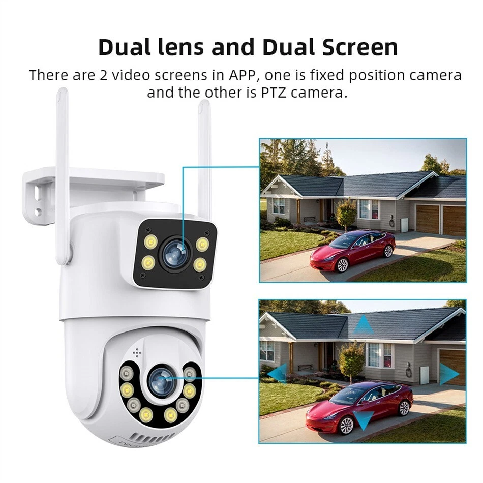 ICSee WiFi Wireless IP Camera Dual lens Full HD CCTV PTZ Home Outdoor Security C - Image 4 of 4