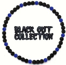 Iced Rhinestone Disco Ball Beaded Softball Baseball Necklace Black Royal Blue