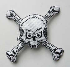 Skull Cross Bones with Fangs Biker Chopper Motorcycle Embroidered Patch 3 inches