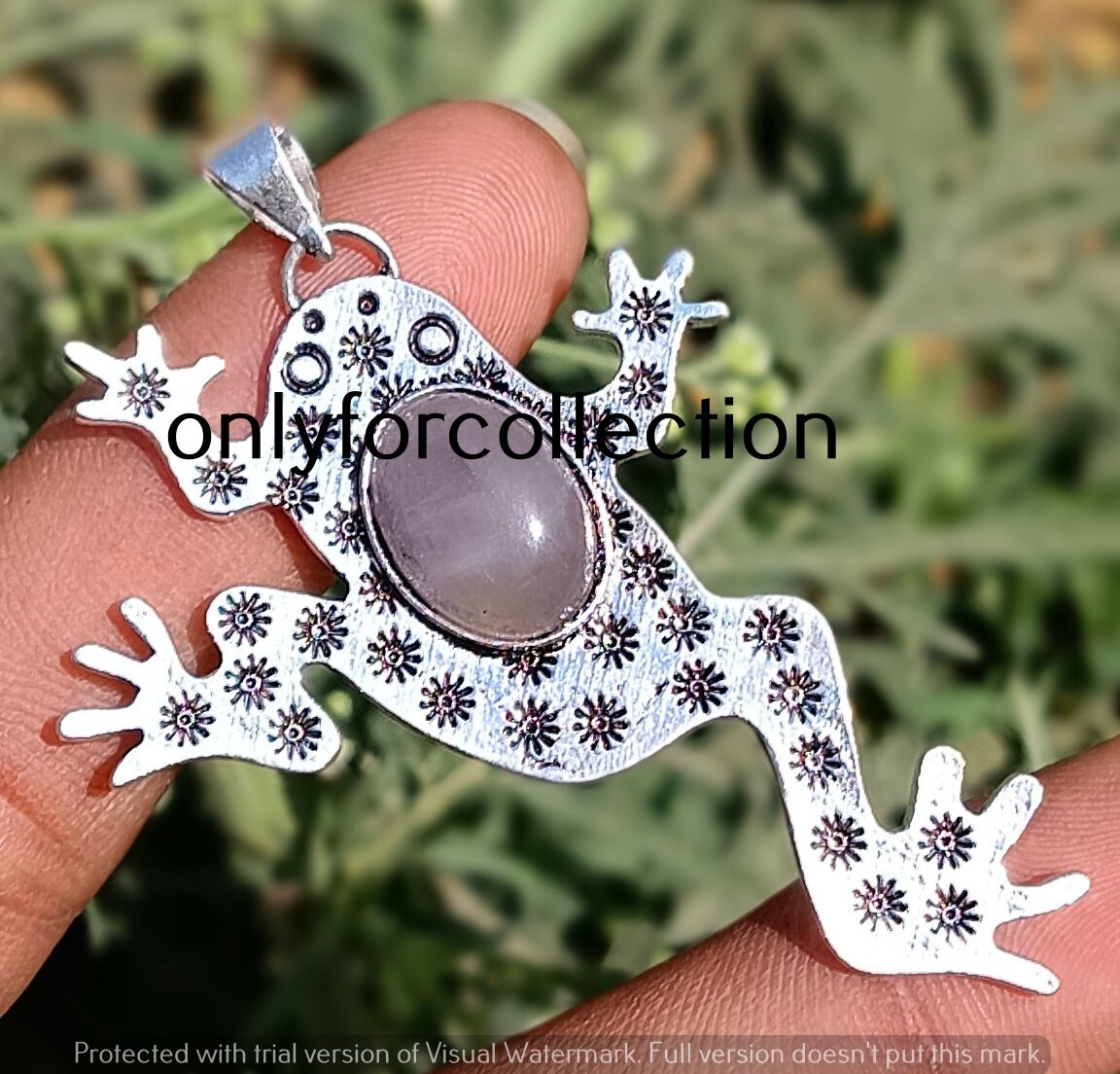 Lovely Rose Quartz Gemstone 925 Sterling Silver Plated PC Frog