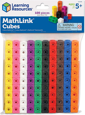 Mathlink Cubes - Set of 100 Cubes, Ages 5+ Kindergarten, STEM Activities, Math M
