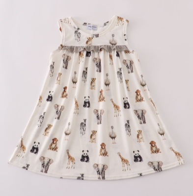 HD- Toddler Girl Creme Zoo Animal Print Ruffle Dress Size 3T NEW | eBay HD- Toddler Girl Creme Zoo Animal Print Ruffle Dress Size 3T NEW | eBay