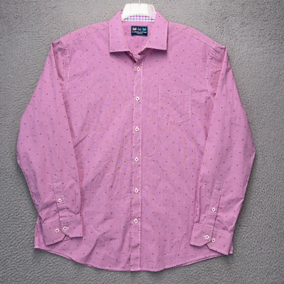 Charleston Threads Button Up Shirt Mens XL Purple White Check Long Sleeve