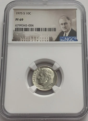 1975 S NGC PF69 CLAD PROOF ROOSEVELT DIME 10C GREAT EYE APPEAL PORTRAIT LABEL