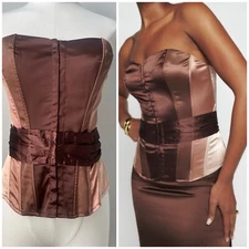 Vintage Reformation Satin Brown Beige Ombré Corset Halle Top Size Small