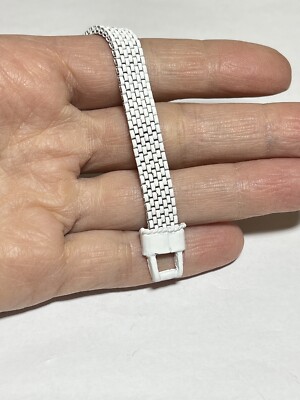 Vintage 80's White Metal Mesh Bracelet 7 In Punk Rock Glam SS1099