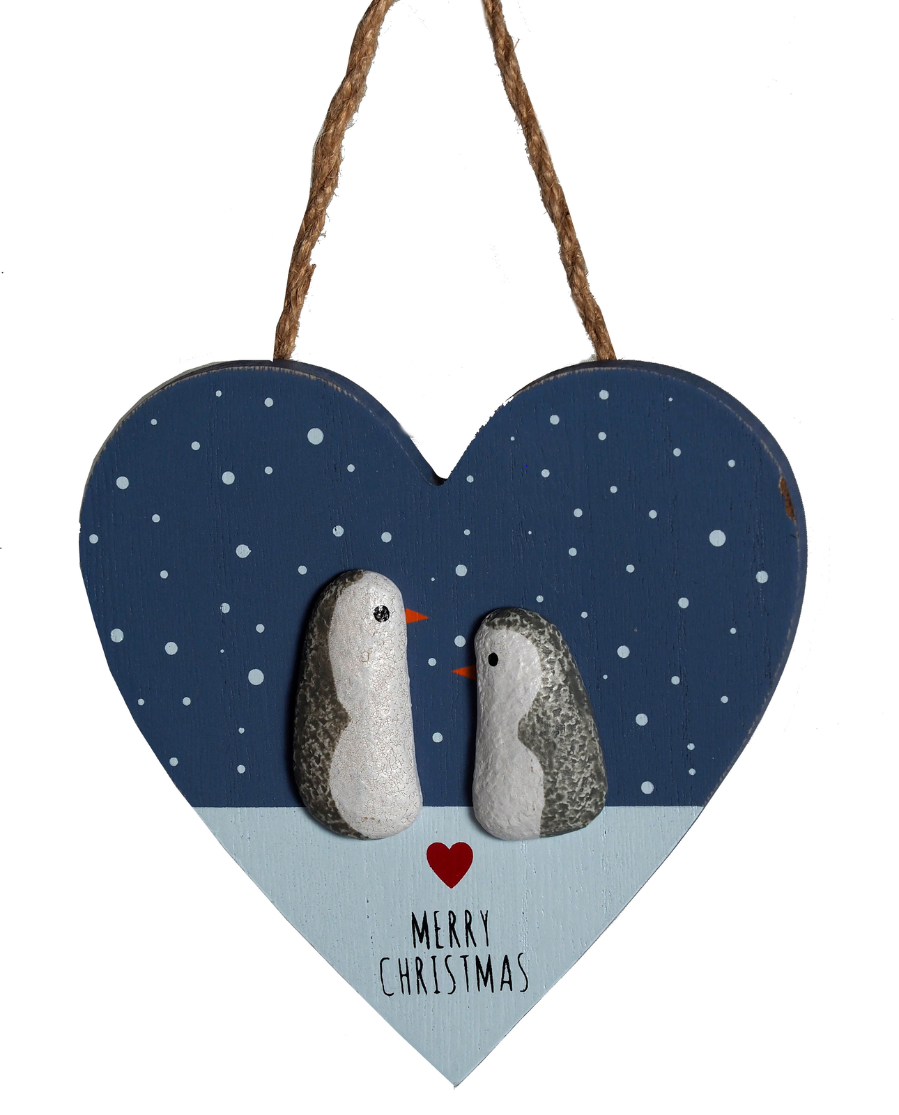 Christmas Plaque Sign Decoration - Merry Christmas Penguins - Blue