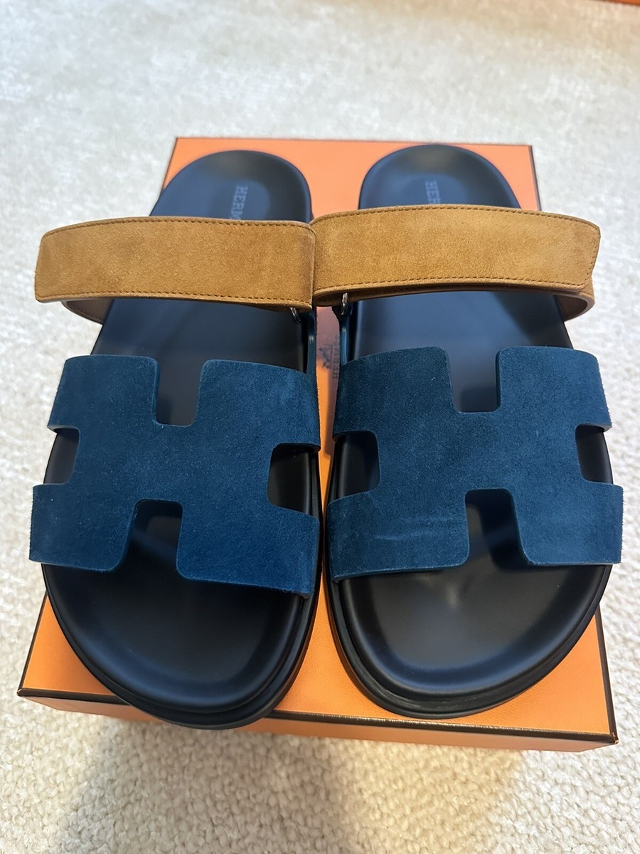 Hermes Chypre sandals 39 In Vert mousse And Naturale Suede