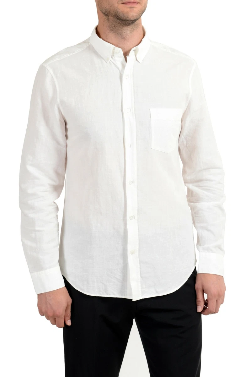 Mens burberry white store button down shirt