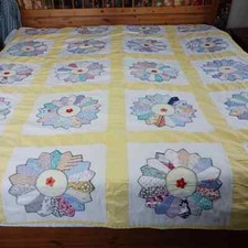 Antique Dresden Plate Patchwork Cotton Quilt