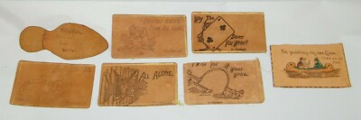 (7) LEATHER POST CARDS UNUSED PORTLAND, WALLA WALLA, FORT SMITH