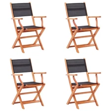  Garden Chair Set of 4 Black, Natural Wood
