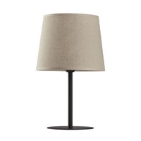 Tischleuchte Stoff Schirm 41,5 Cm Modern Schwarz Natur E27 Nachttisch Lampe