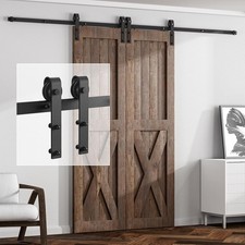 CCJH 6FT-20FT Sliding Barn Door Hardware Closet Track Kit for Single/Double Door