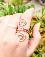 Dainty Handmade Solid Pure Copper Adjustable Ring Woman Gift For Her All Size