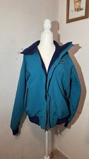 Lands End Jacket Mens Large Teal Blue Fleece Lined Squall USA Vintage Insulated