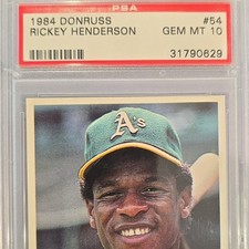 Donruss 1984 Rickey Henderson #54 Oakland Athletics PSA 10 Baseball Card