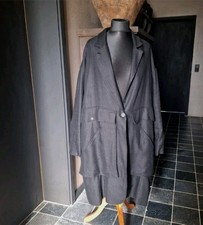 OVERSIZED RUNDHOLZ MANTEL M (L, XL) SCHWARZ SCHURWOLLE LEINEN  NP 865€  NEU 