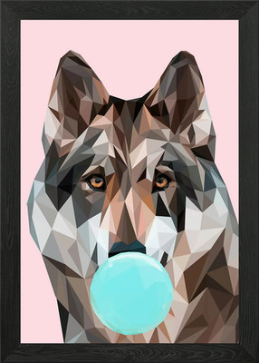 Kaugummi Tier Wolf Gerahmtes Wandbild Poster Leinwanddruck Bild