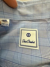 David Donahue Dress Shirt Mens 2XL Blue Windowpane Button Down Long Sleeve