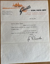 Legendary Baseball Manager Leo Durocher Autograph Letter on Giants Stationery