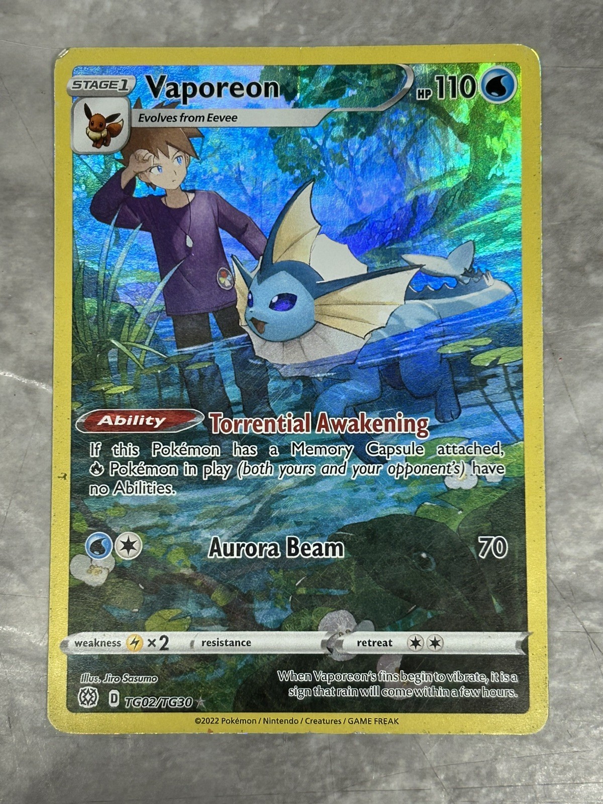Vaporeon TG02/TG30 Trainer Gallery Holo Silver Tempest Pokémon Card MP