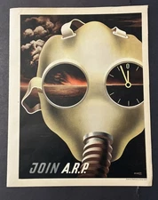 Air Raid Protection Patriotic with Gas Mask   Fortune Magazine WWII Ad