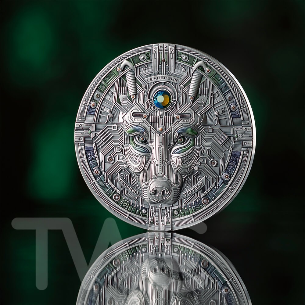 The Wolf Techno Totem 2 oz Antique finish Silver Coin 0.00001 Bitcoin UCS  2025 | eBay