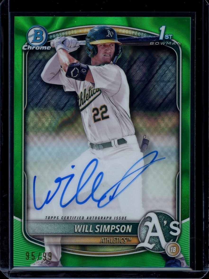 2025 1st Bowman Chrome ~ Will Simpson ~ Green Lava Refractor /99 ~ Auto #CPA-WSI