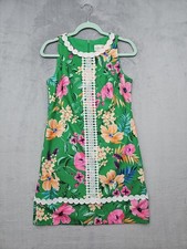 Eliza J Women's Size 6 Shift Style Dress Green Floral Flowers & Lace Boho