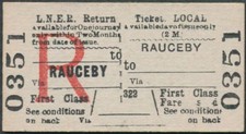 LNER Railway ticket CH4352 1st cl Local from Rauceby  unissued