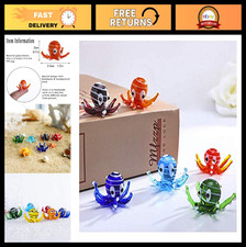 Colorful Blown Glass Octopus Figurines - Mini Sea Animal Decor, Set of 6