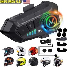Bluetooth 5.3 Motorcycle Helmet Headset Waterproof Headphone Hands-Free LED IPX6