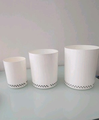 Tupperware Vintage White Canister with Black Lid s set of 3 - Used