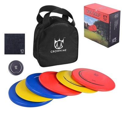 CROWN ME Disc Golf Set with 6 Discs and Starter Bag Standard, Black