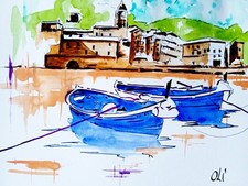 Acuerello originale dipinto a mano firmato, 20x30cm  Cinque terre, Italia