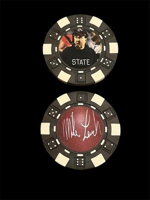 MIKE LEACH - MISSISSIPPI STATE BULLDOGS FOOTBALL COACH - *SIGNED* - POKER CHIP