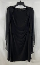 Lauren Ralph Lauren Women's Black Capelet Sheath Dress Size 0 NWT