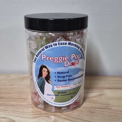 Three Lollies Preggie Pop Drops Natural Hard Candy Jar 48 Pieces Sour Flavors